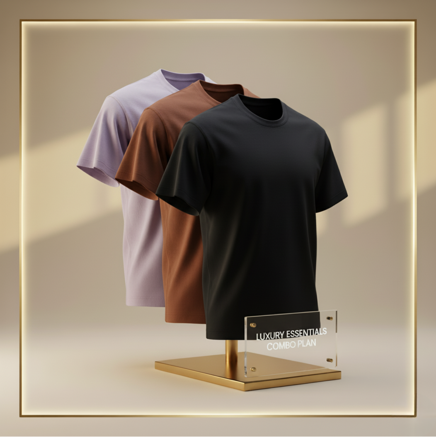 Combo regular T-shirt (Black-Brown-Lavender)